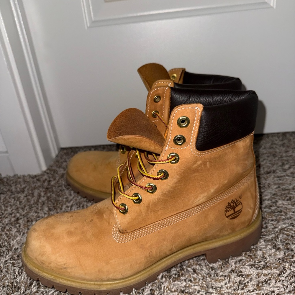 Timberland Wheat Nubuck Boots with Black Collar